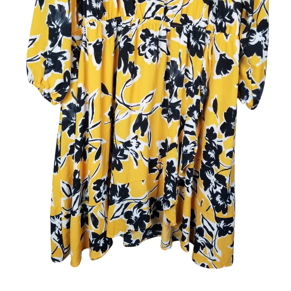 Lane Bryant BeautiCurve Crossover Midi Yellow And Black Floral Dress - Picture 5 of 10